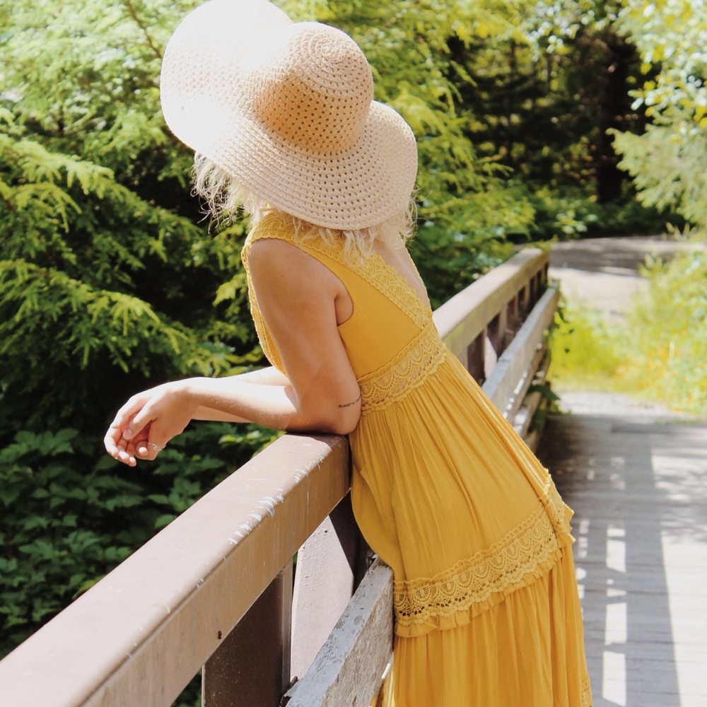 Boho mustard yellow dress